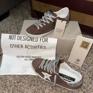 Golden Goose Sneakers Superstar Brown Suede-Silver 39